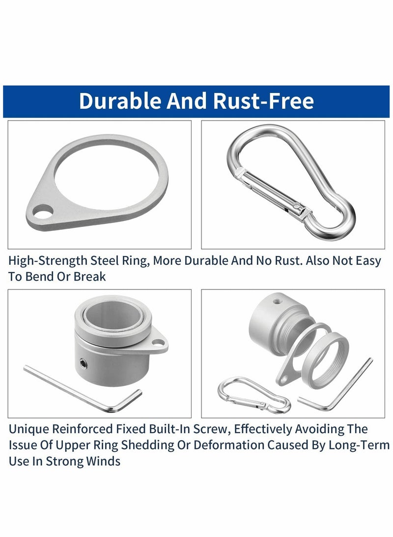 SYOSI Flag Pole Rings Aluminum Alloy Mounting Rings 360 Degree Rotating Flagpole Anti Wrap Flag Pole with Clip Hook for 1 Inch Diameter Flag Pole (Silver)  - Image 2