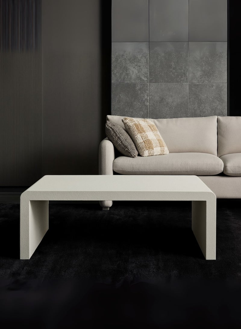 Karnak Arch White Rectangular Coffee Table – Modern Minimalist Curved Edge Block Design Luxury Center Table for Living Room & Office UAE - Image 2