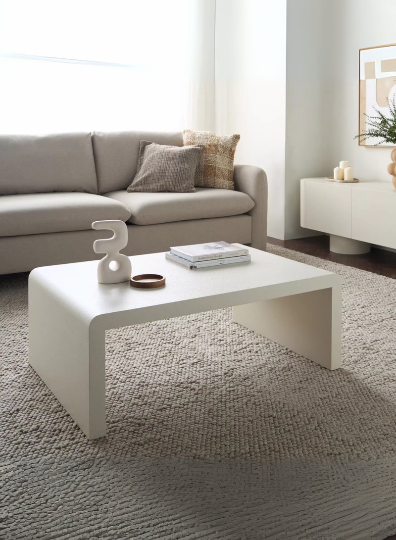 Karnak Arch White Rectangular Coffee Table – Modern Minimalist Curved Edge Block Design Luxury Center Table for Living Room & Office UAE - Image 4