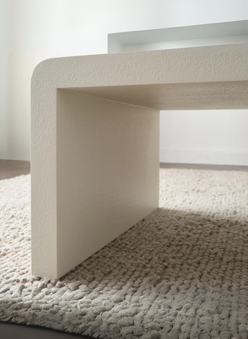 Karnak Arch White Rectangular Coffee Table – Modern Minimalist Curved Edge Block Design Luxury Center Table for Living Room & Office UAE - Image 5