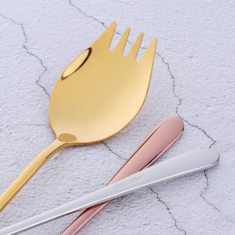 BOOTLION Sporks 2 in 1 Spoons Forks 7 Pieces Mix Color Stainless Steel Reusable Metal Korean Soup Dinner Spoons Camping Flatware - Image 2