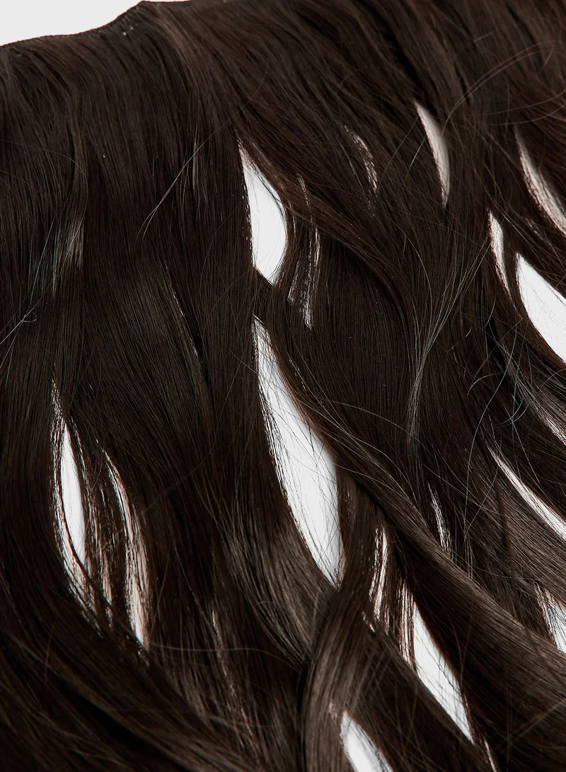 LullaBellz Thick 14" 1 Piece Blow Dry Wavy Clip In Hair Extensions -4 Dark Brown