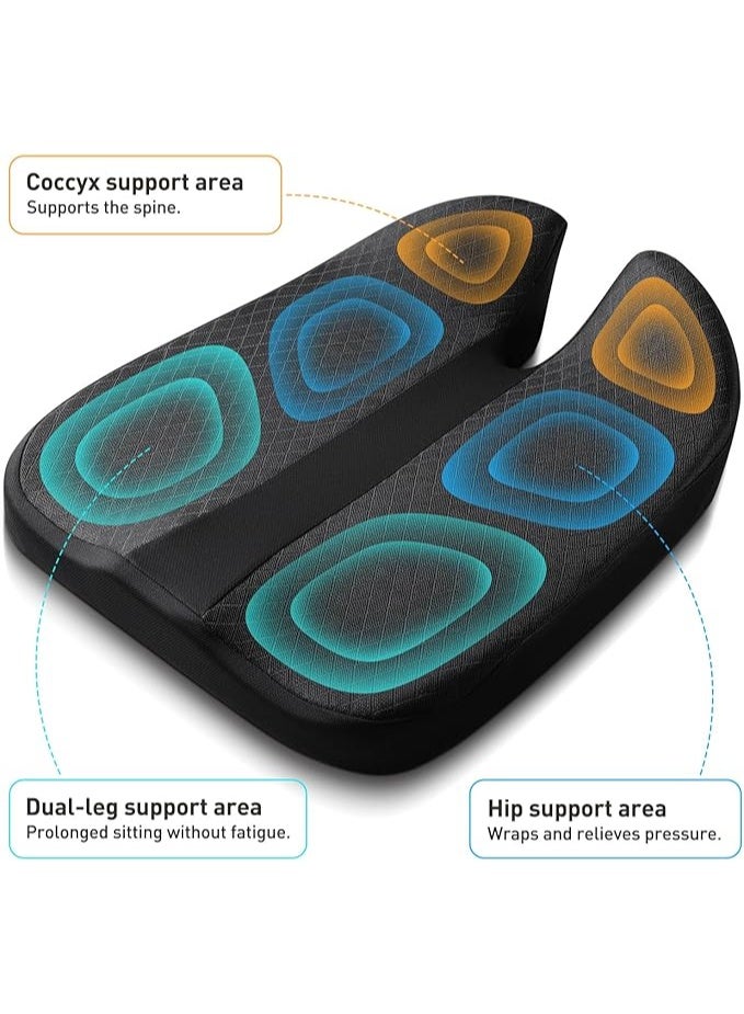 DUNISO 4D Grid Covered Breathable Ergonomic Enhanced Memory Foam Grey Seat Cushion, Driving Car Seat Cushion, Improve Vision Posture, Suitable For Long-Term Sitting, Suitable For Office Chairs, Wheelchairs And Car Seats. - Image 2