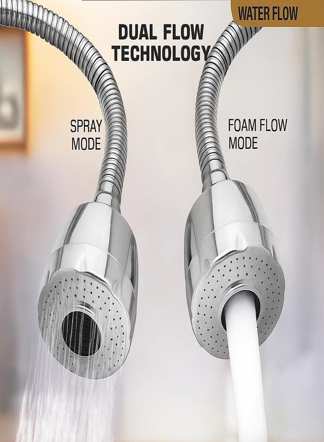 SNITCH Wall Mount Kitchen Sink Tap, Brass, Dual Flow Function, Chrome Finish, Flexible Spout (Turbo, Silver (Chrome)) - Image 4