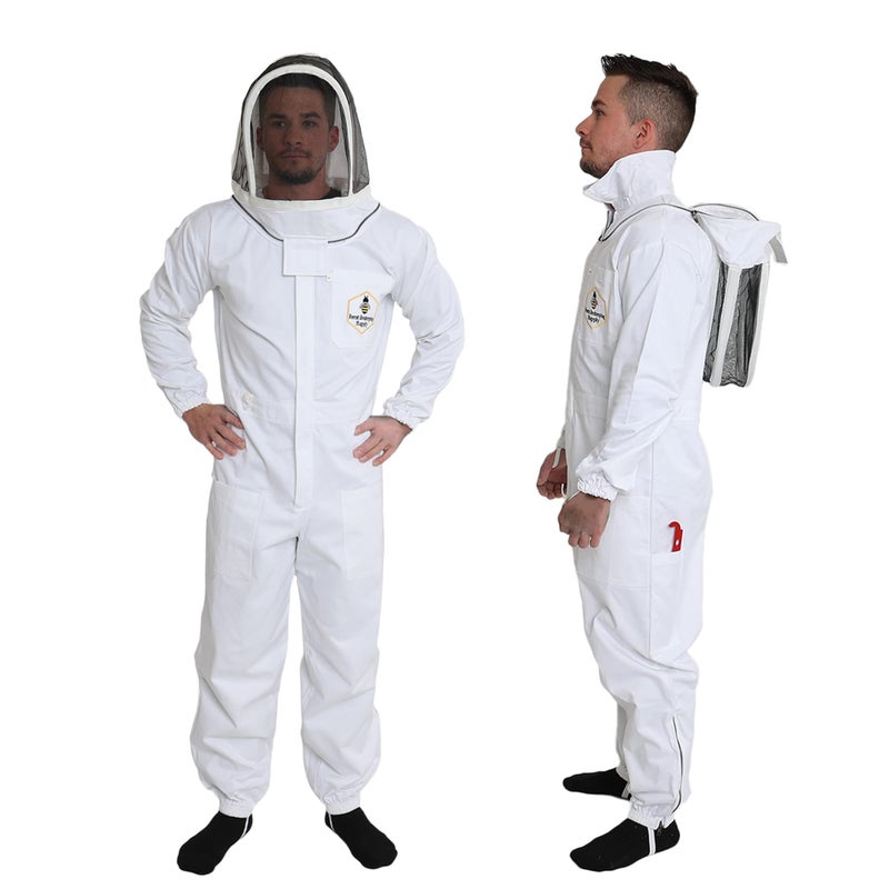 FOREST BEEKEEPING SUPPLY Professional Bee Suit with Gloves â€“ Premium Cotton Beekeeper Suit, Includes Detachable Fencing Veil & Goatskin Bee Gloves, Complete Protective Gear Kit â€“ XL - Image 2