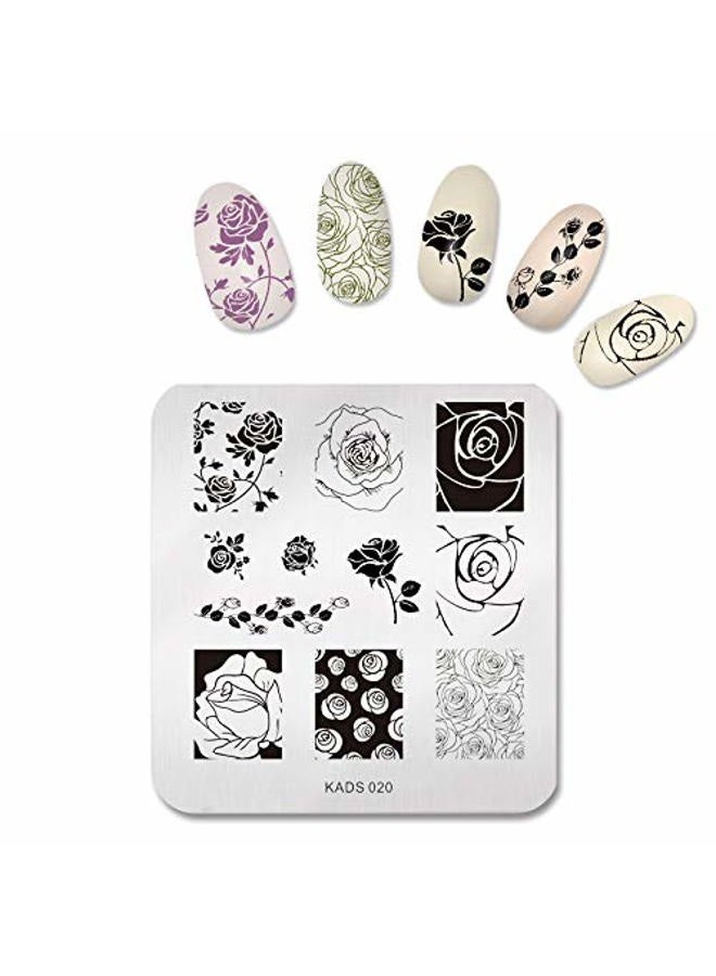 KADS 6 Pcs Nail Art Stamping Plates Flower Butterfly Rabbit Fashion Print Manicure Templates with 1 Pc Polish Stamper (6 Plates+1 Stamper) - Image 3