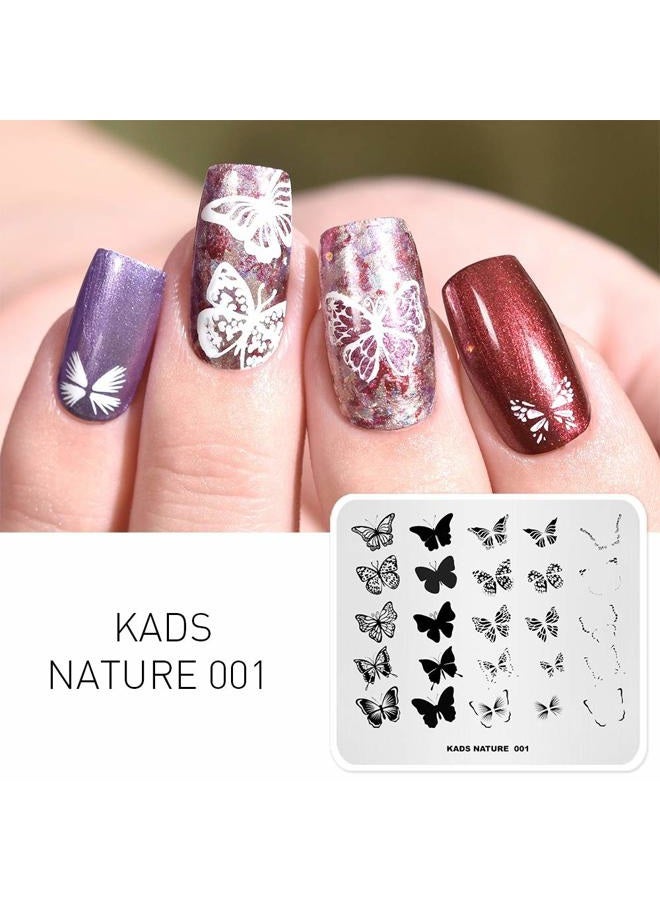 KADS 6 Pcs Nail Art Stamping Plates Flower Butterfly Rabbit Fashion Print Manicure Templates with 1 Pc Polish Stamper (6 Plates+1 Stamper) - Image 5