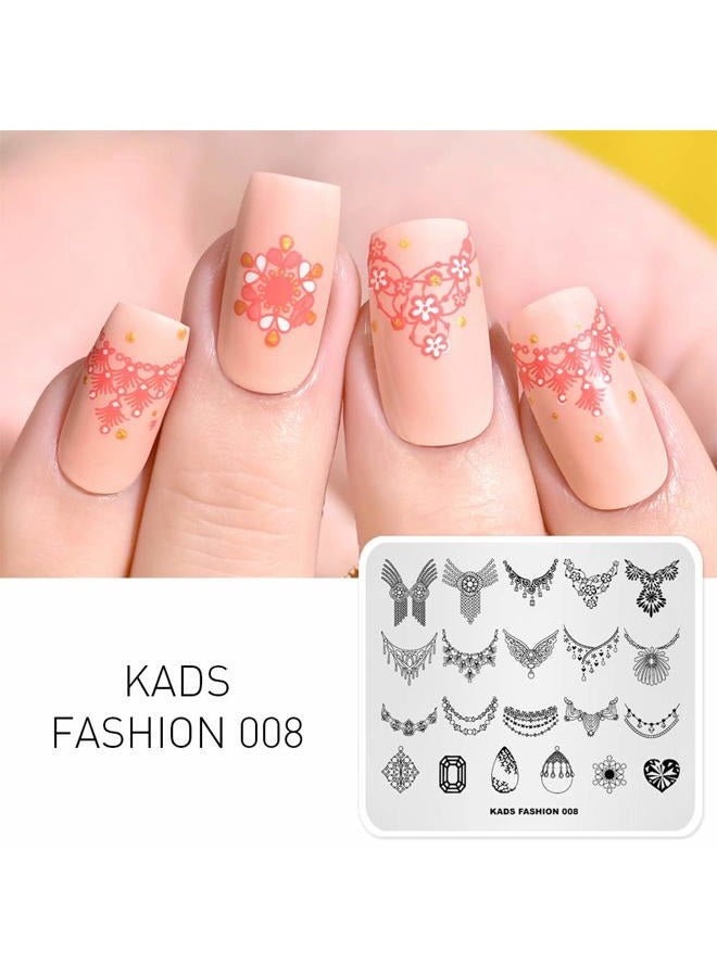 KADS 6 Pcs Nail Art Stamping Plates Flower Butterfly Rabbit Fashion Print Manicure Templates with 1 Pc Polish Stamper (6 Plates+1 Stamper) - Image 2