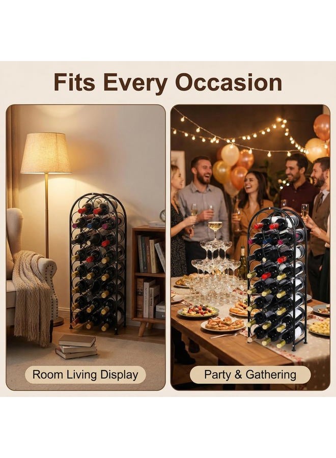 PAG 23 Bottles Arched Free-Standing Floor Metal Wine Rack Holders Stands with 4 Adjustable Foot Pads, Black - Image 5