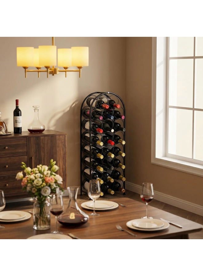 PAG 23 Bottles Arched Free-Standing Floor Metal Wine Rack Holders Stands with 4 Adjustable Foot Pads, Black - Image 3