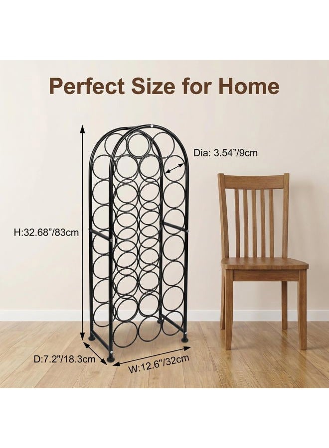 PAG 23 Bottles Arched Free-Standing Floor Metal Wine Rack Holders Stands with 4 Adjustable Foot Pads, Black - Image 4