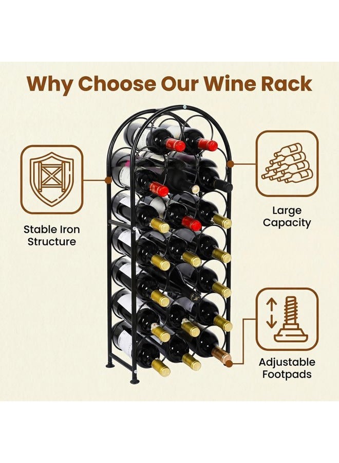 PAG 23 Bottles Arched Free-Standing Floor Metal Wine Rack Holders Stands with 4 Adjustable Foot Pads, Black - Image 2