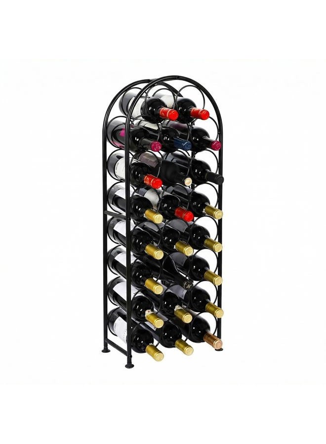 PAG 23 Bottles Arched Free-Standing Floor Metal Wine Rack Holders Stands with 4 Adjustable Foot Pads, Black - Image 1