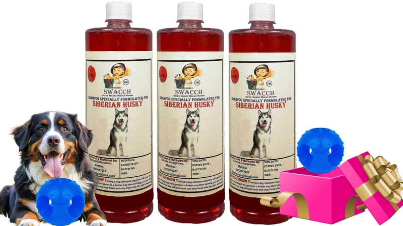 swacch Pet Shampoo | Puppy Safe Shampoo | PH Balanced | Ditch to Itch for Siberian Husky Dog Shampoo 3 Litre (Jasmine) + Goofy Ball Chew Toy Combo Pack - Image 1