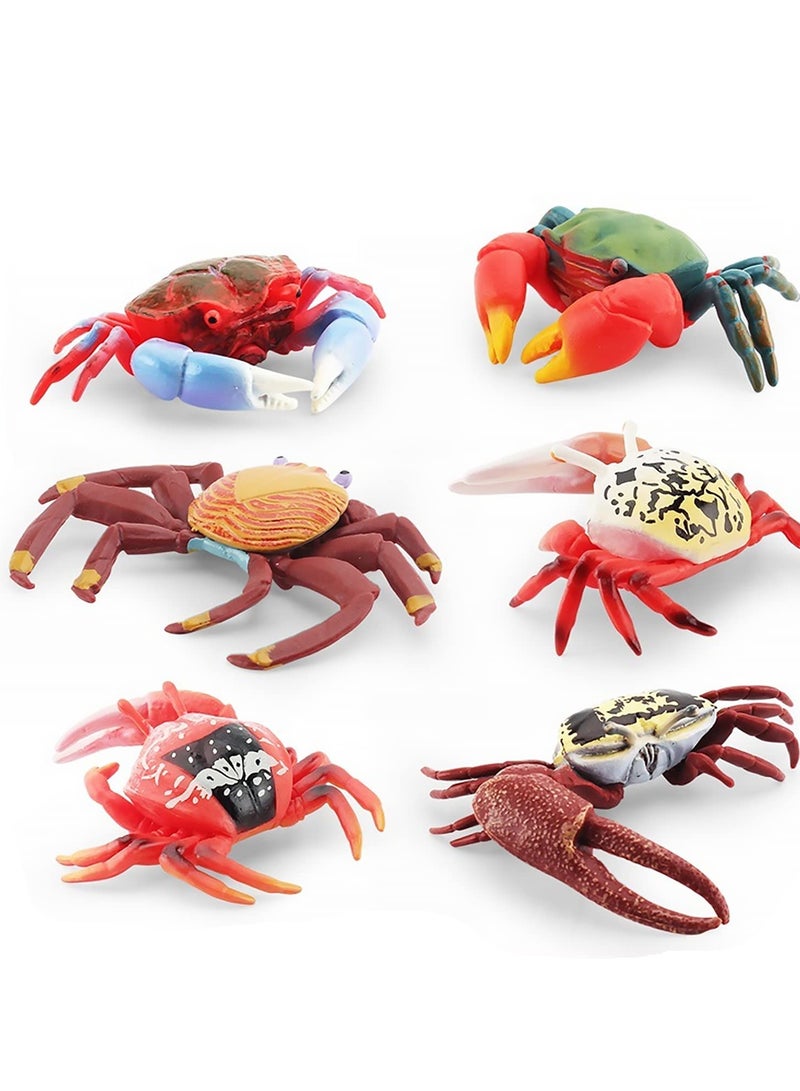 Excefore 6 قطع تمثال سلطعون واقعي، تمثال سلطعون بحري بلاستيكي، نموذج سلطعون محاكاة لوازم حفلات، زخارف لذيذة لكعك - Image 5