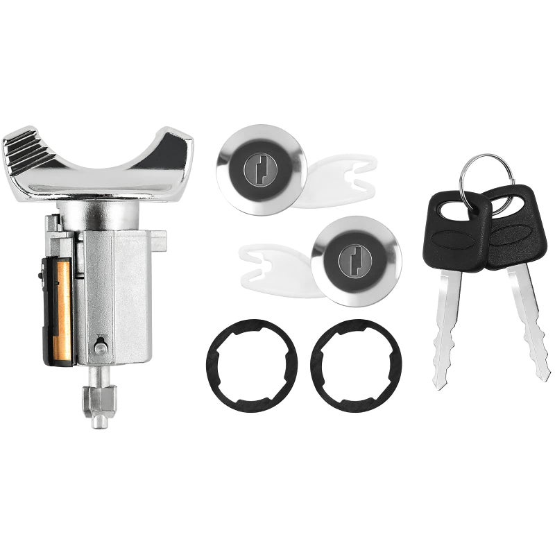 C42150DP42122 Chrome Ignition Switch Lock Cylinder2 Chrome Door Locks Cylinders W2 Keys for Ford F150F250F350 Pickup 199295 BroncoE150250350 199295Ranger 1995 Mercury Grand Marquis