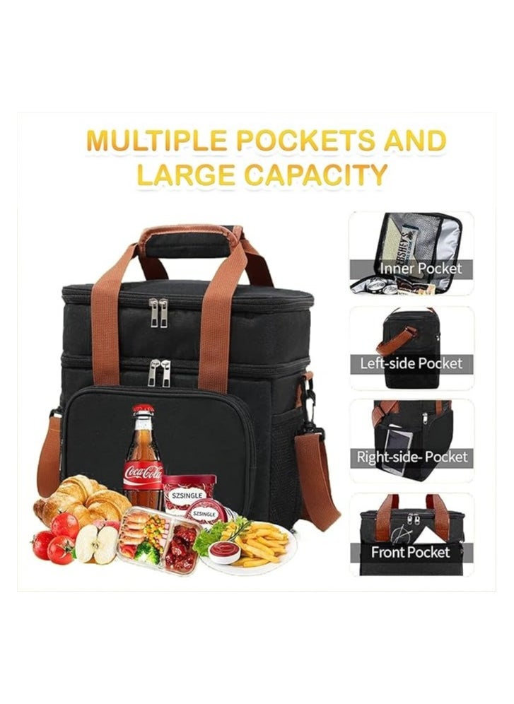 Brivilas - Insulated Lunch Bag for Men & Women - Large Capacity, Leakproof Cooler Bag with Adjustable Shoulder Strap - Ideal for Office, School, Picnic, and Beach - Image 1