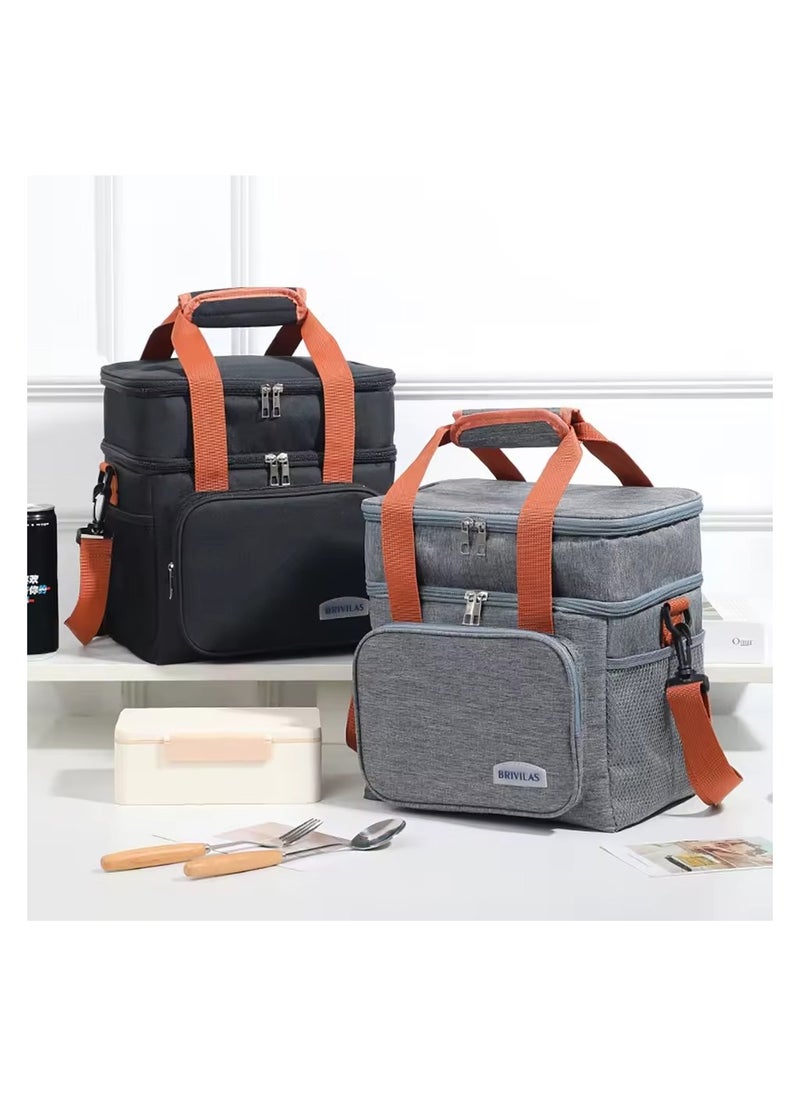 Brivilas - Insulated Lunch Bag for Men & Women - Large Capacity, Leakproof Cooler Bag with Adjustable Shoulder Strap - Ideal for Office, School, Picnic, and Beach - Image 1