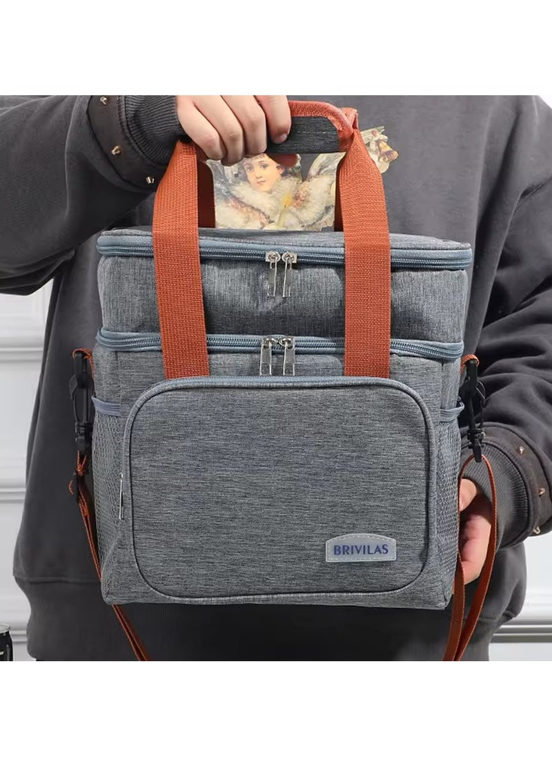 Brivilas - Insulated Lunch Bag for Men & Women - Large Capacity, Leakproof Cooler Bag with Adjustable Shoulder Strap - Ideal for Office, School, Picnic, and Beach - Image 1