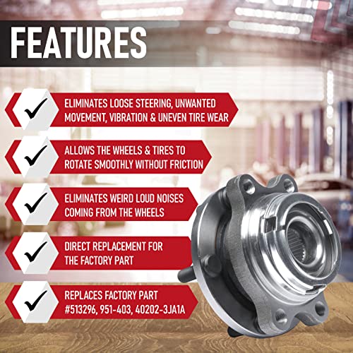 AA Ignition Replacement Front Wheel Hub Bearing Assembly - Compatible with Infiniti & Nissan Vehicles - JX35, QX60, Altima, Maxima, Maxima,Pathfinder - Replaces 513296, 951-403, 40202-3JA1A - Image 2