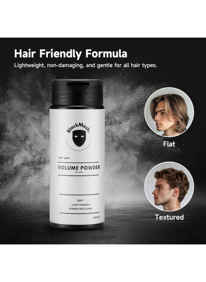 بلاك ماسك بودرة حجم للرجال، بودرة ناعمة صديقة للشعر بقوة تثبيت عالية، سهلة التطبيق، تضيف قوامًا وحجمًا على الفور، مكونات طبيعية بالكامل، بودرة تثبيت قوية للشعر للرجال 0.5 أونصة - Image 4