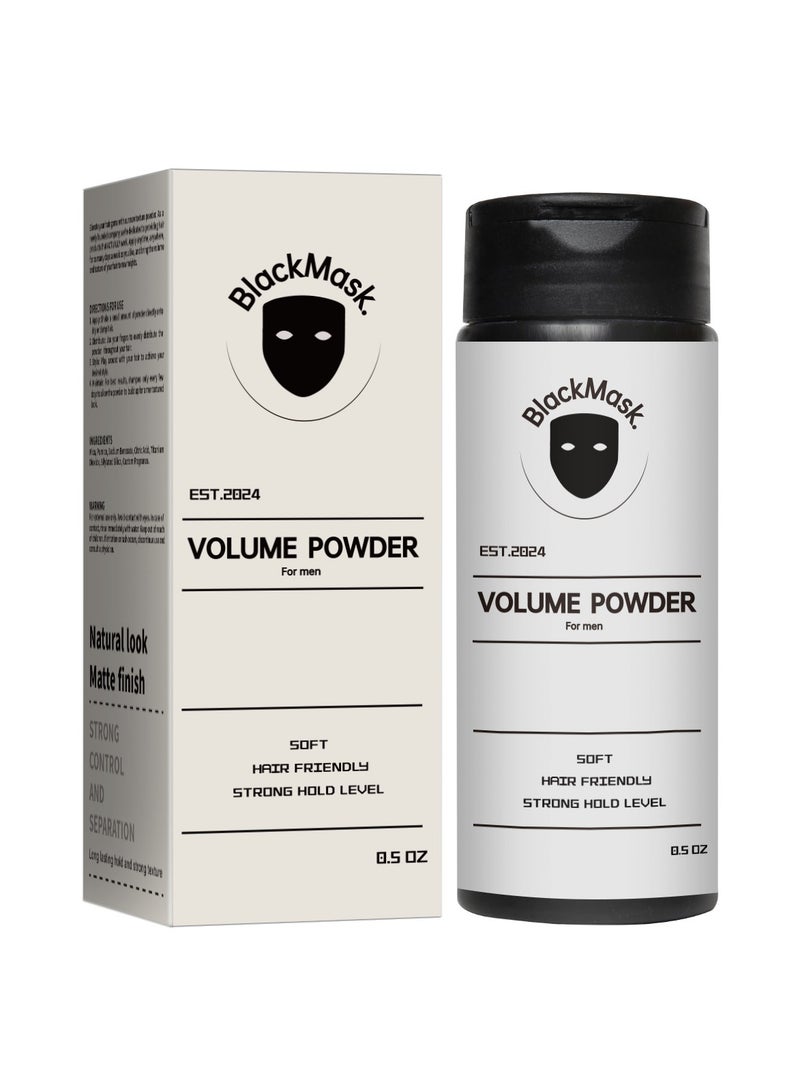 بلاك ماسك بودرة حجم للرجال، بودرة ناعمة صديقة للشعر بقوة تثبيت عالية، سهلة التطبيق، تضيف قوامًا وحجمًا على الفور، مكونات طبيعية بالكامل، بودرة تثبيت قوية للشعر للرجال 0.5 أونصة - Image 1