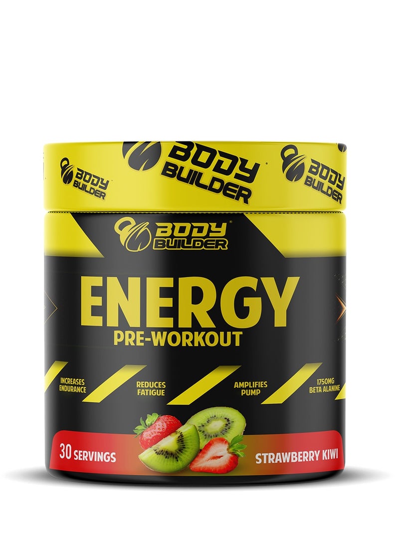 Body Builder - Body Builder Energy Pre workout Plus BCAA, Strawberry Kiwi Flavor, 30 Servings -225 gm - Image 1