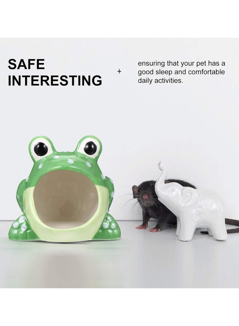 GGOOT Cartoon Pet Hideout Cave, Hamsters Ceramic Hideout Hut Cave House Adornment Mini Hut Cage for Chinchilla Hamster Small Animals, - Image 3