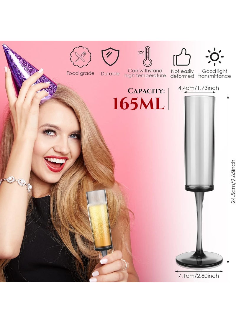 Nuenen Nuenen 18 Pack Acrylic Champagne Flutes Goblets Plastic Champagne Glasses Stemmed Unbreakable Disposable Reusable Drinkware for Wedding Wine Cocktail Toasting Birthday Anniversary Party 56oz Black  - Image 2