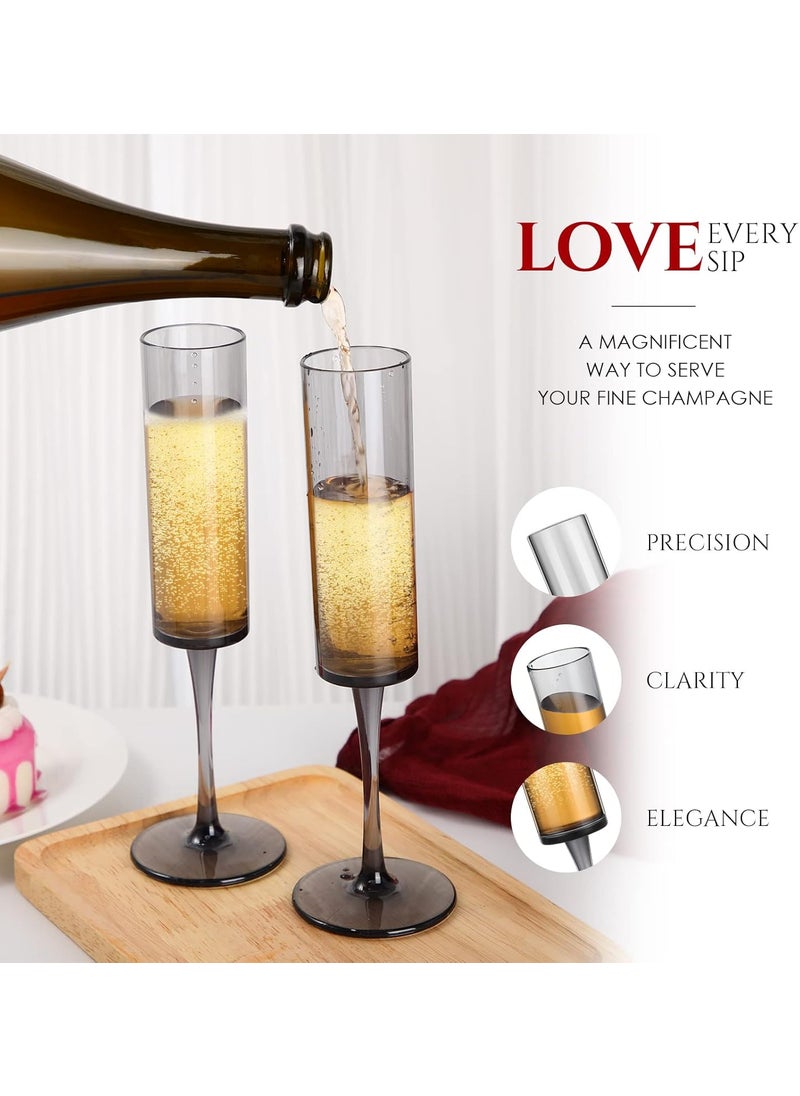 Nuenen Nuenen 18 Pack Acrylic Champagne Flutes Goblets Plastic Champagne Glasses Stemmed Unbreakable Disposable Reusable Drinkware for Wedding Wine Cocktail Toasting Birthday Anniversary Party 56oz Black  - Image 3