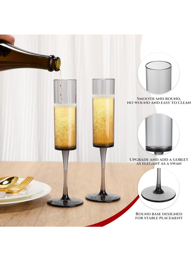 Nuenen Nuenen 18 Pack Acrylic Champagne Flutes Goblets Plastic Champagne Glasses Stemmed Unbreakable Disposable Reusable Drinkware for Wedding Wine Cocktail Toasting Birthday Anniversary Party 56oz Black  - Image 4