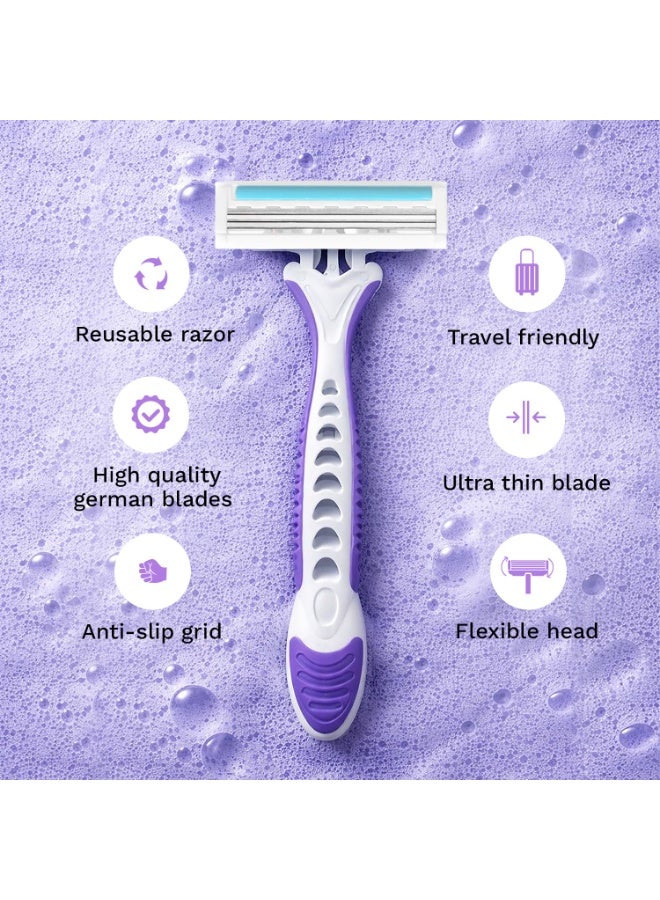 FURR Disposable Body Hair Removal Shaving Razor - 5 Razor | Painless Body Hair Removal With Aloe Vera and Vitamin E Padding | Precision Of Japanese Blades - Image 4