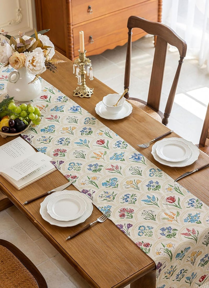 LOVNOV Eid Mubarak Table Runner Table Decorations - Ramadan Mosque Lattern Islamic Happy Ramadan Mubarak Party Supplies Decorations (35 x 180 cm, Beige) - Image 4