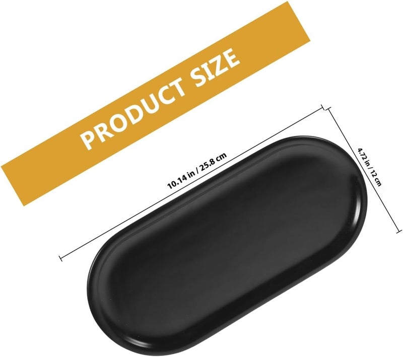 Homoyoyo Ceramic Vanity Tray Small Oval Decorative Storage Plate Key Sundries Holder Black for Bathroom Countertop Organizer - Image 2