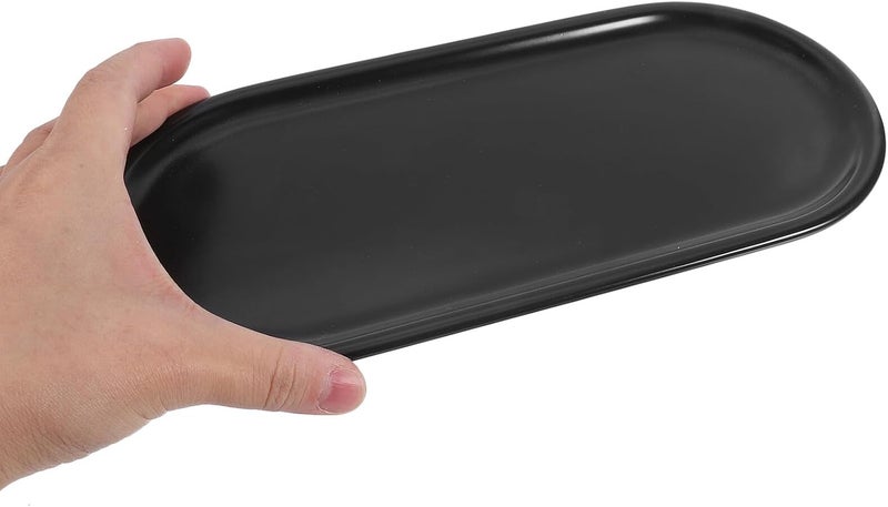 Homoyoyo Ceramic Vanity Tray Small Oval Decorative Storage Plate Key Sundries Holder Black for Bathroom Countertop Organizer - Image 4