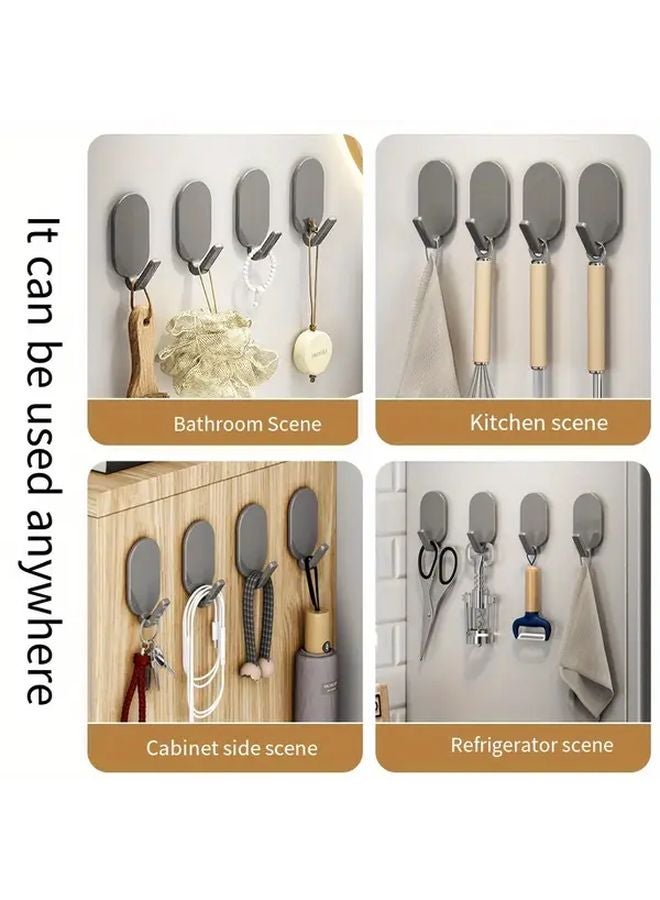 5pcs Gray Elliptical Punch Free Traceless Hooks Adhesive For Kitchen Bathroom Keys - Image 5