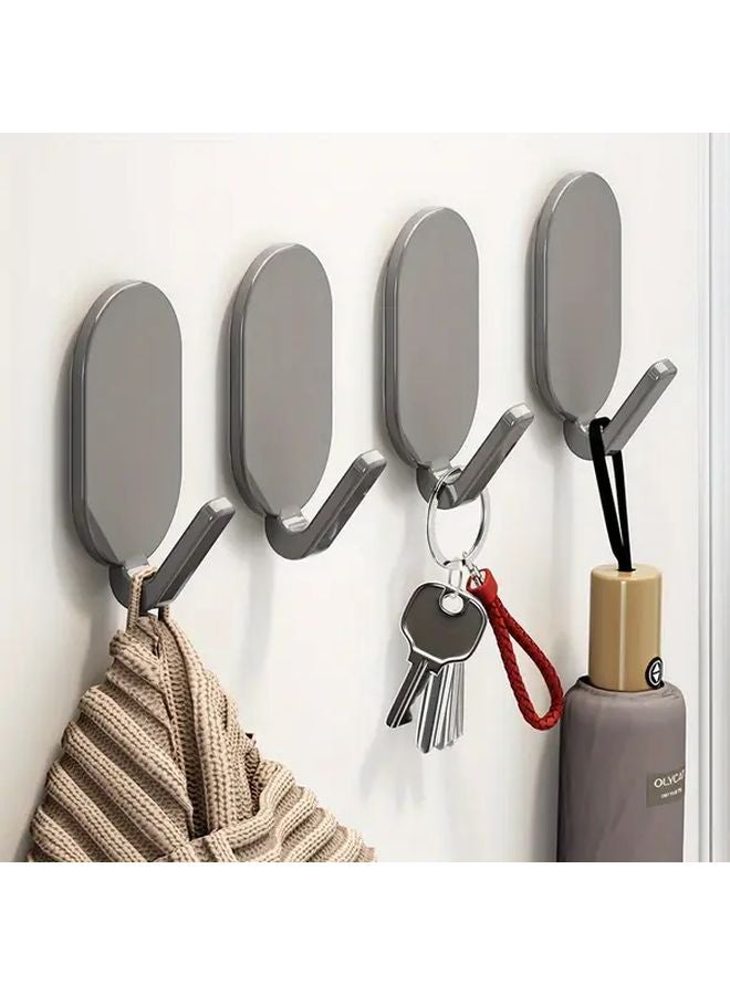 5pcs Gray Elliptical Punch Free Traceless Hooks Adhesive For Kitchen Bathroom Keys - Image 3