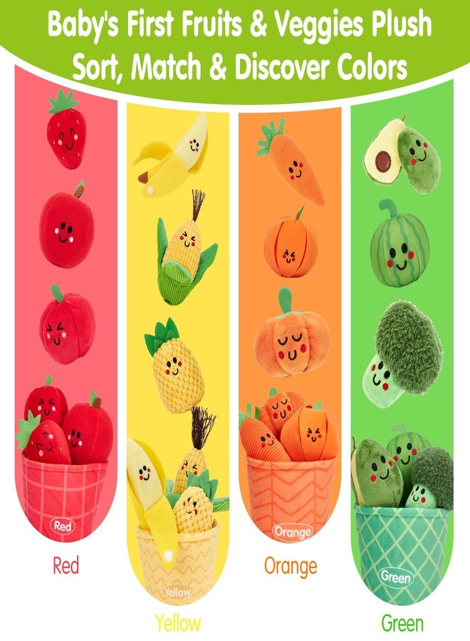 هاهالاند ألعاب هاهالاند مونتيسوري للأطفال من عمر سنة واحدة - ألعاب أطفال حسية لفرز الألوان والفواكه والخضروات من عمر 6 إلى 12 شهرًا، 17 قطعة من طعام اللعب المحشو مع حقيبة تخزين على شكل يرقة، هدايا تعليمية للأطفال - Image 2