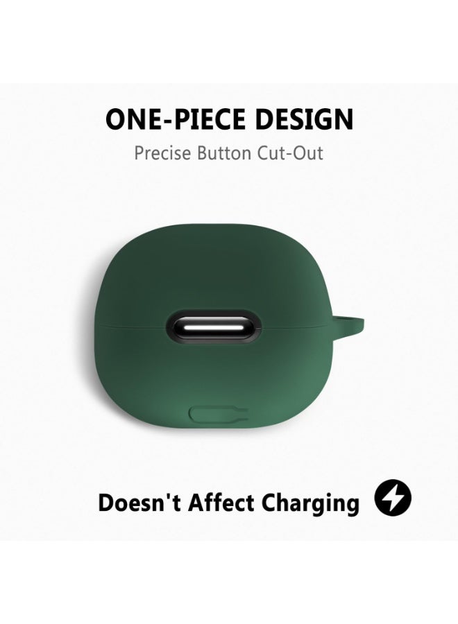 Silicone Case for Anker Soundcore Liberty 4 NC, Soft Shockproof Protective Cover with Carabiner, Anti-Scratch Dustproof Skin Compatible with Soundcore Liberty 4 NC Wireless Earbuds – Emerald Green - Image 4