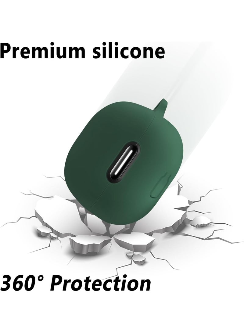 Silicone Case for Anker Soundcore Liberty 4 NC, Soft Shockproof Protective Cover with Carabiner, Anti-Scratch Dustproof Skin Compatible with Soundcore Liberty 4 NC Wireless Earbuds – Emerald Green - Image 3