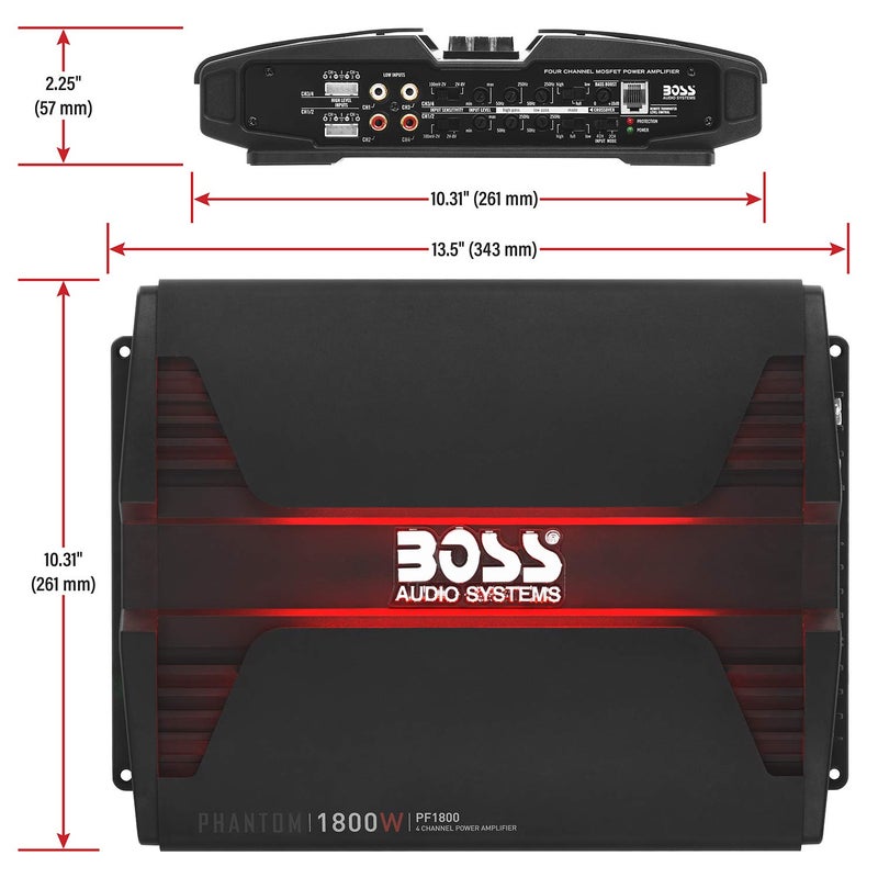 BOSS Audio Systems PF1800 4 Channel Car Amplifier - 1800 Watts, Full Range, Class A-B, 2-4 Ohm Stable, Mosfet Power Supply, Bridgeable - Image 5