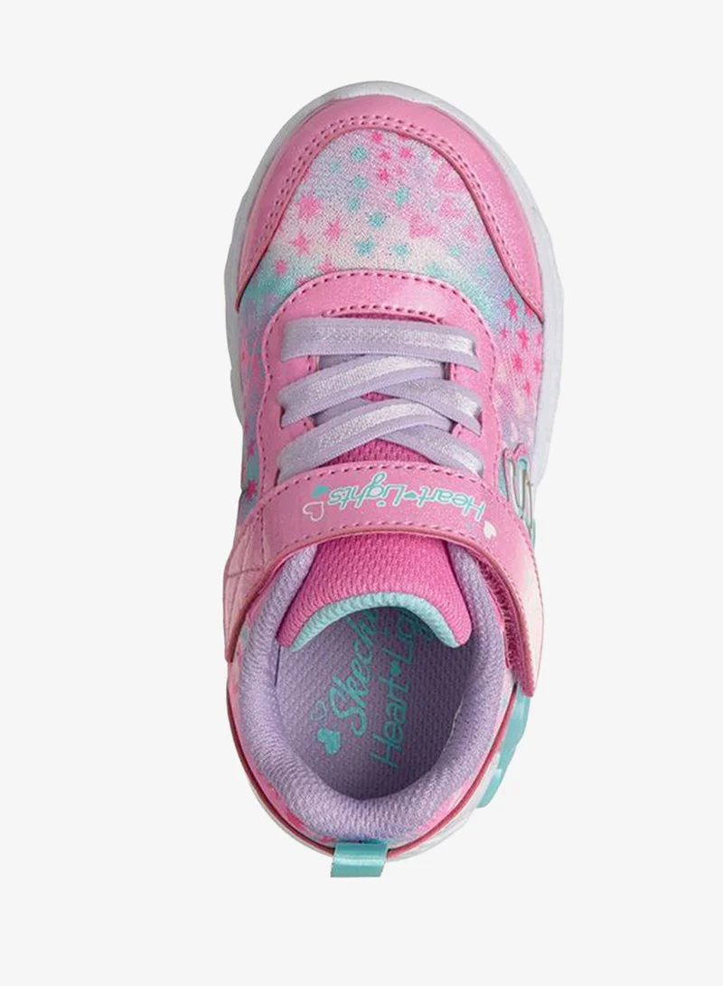 SKECHERS Girls Infinite Heart Lights Hook & Loop Sneakers