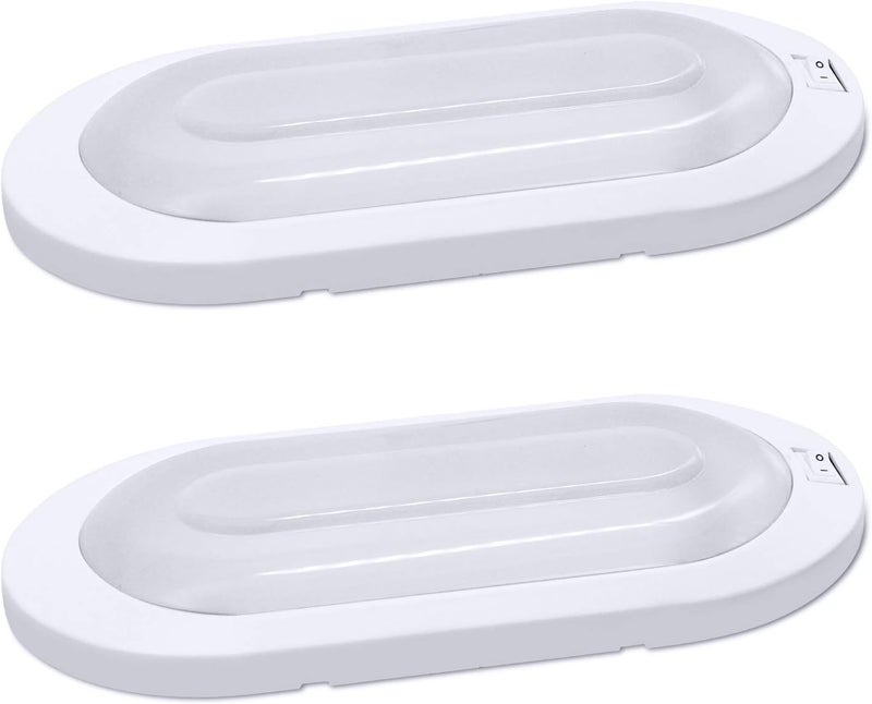FACON 12V LED RV Light Fixture RV Celing Light with Switch - 2 Pack, DDS01-008, 12Volt Interior Light for RV Motorhomes Camper Caravan Trailer Boat, 3400K Warm White - Image 1