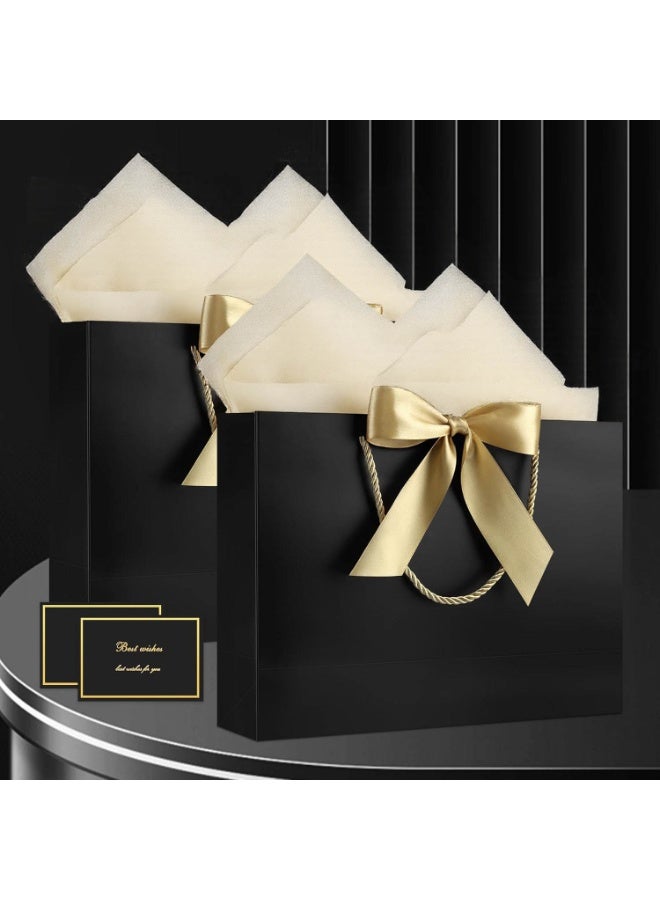 LKTOCAFT 10PCS Black Large  Gift Bags,  Paper Bags with Ribbon,  Greeting Cards and Tissue Paper, Portable Party Bags with Handles, Birthday Gift Bags, Present Bags for Wedding Party,  Party Supplies - Image 3