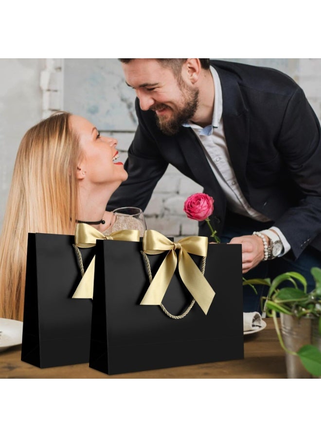LKTOCAFT 10PCS Black Large  Gift Bags,  Paper Bags with Ribbon,  Greeting Cards and Tissue Paper, Portable Party Bags with Handles, Birthday Gift Bags, Present Bags for Wedding Party,  Party Supplies - Image 4