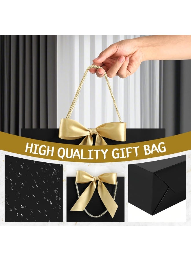 LKTOCAFT 10PCS Black Large  Gift Bags,  Paper Bags with Ribbon,  Greeting Cards and Tissue Paper, Portable Party Bags with Handles, Birthday Gift Bags, Present Bags for Wedding Party,  Party Supplies - Image 5