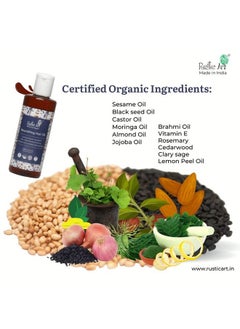 Rustic Art Organic Nourishing Hair Oil With Rosemary Onion Castor Brahmi; Coldpessed Oils For Hair Growth; 200 Ml  - Image 4