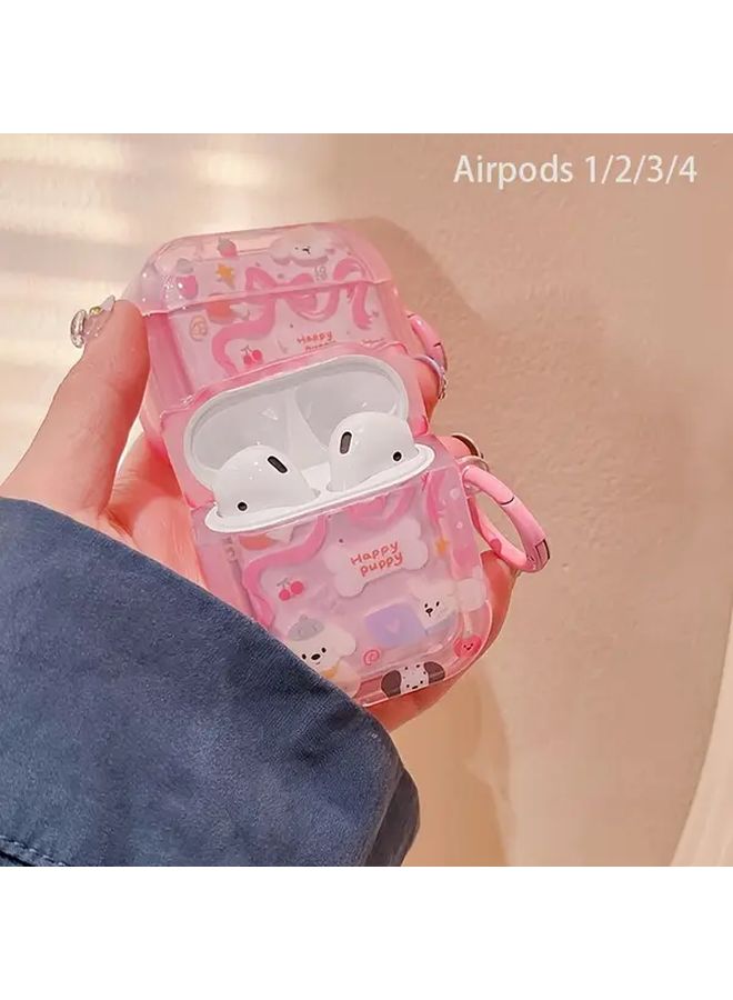 حالة سماعة أذن شفافة للـ AirPods بلون الجرو الوردي، غطاء واقي خفيف الوزن وناعم - Image 2