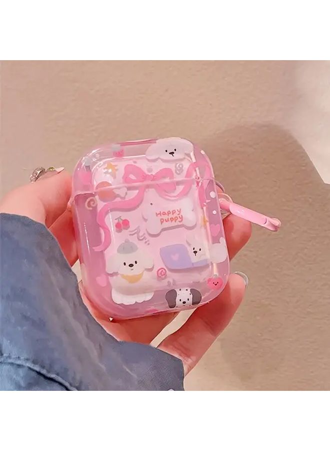 حالة سماعة أذن شفافة للـ AirPods بلون الجرو الوردي، غطاء واقي خفيف الوزن وناعم - Image 3