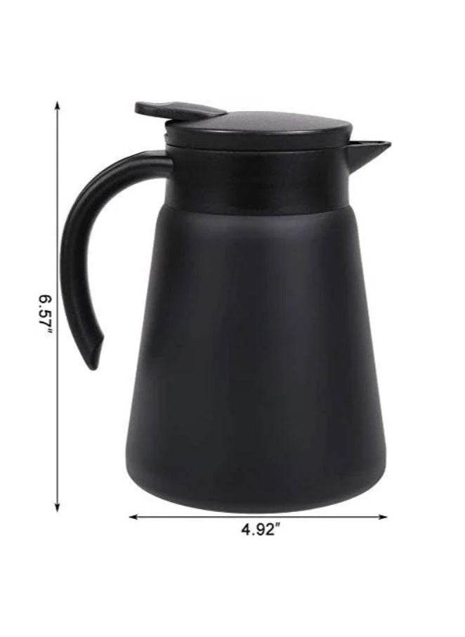 Thermos for coffee and tea, with a capacity of 880 ml, equipped with two additional cups for serving, black color